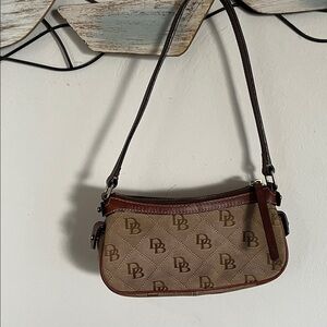 Dooney & Bourke Tan Brown Logo Crossbody Shoulder Bag